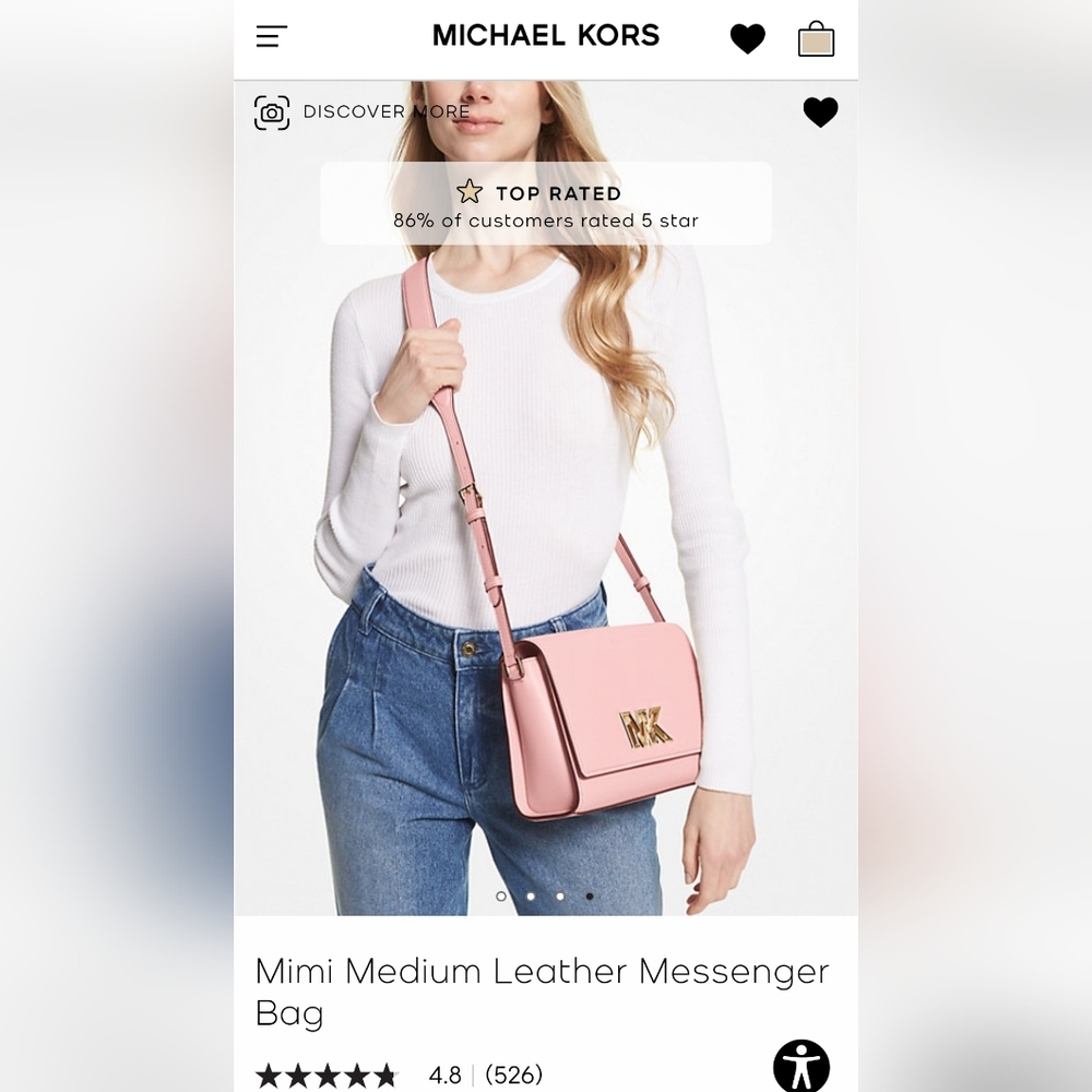 New Michael Kors Pink Mimi Leather Messenger Bag Size Medium